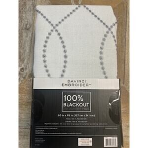 NWT-Davinci Embroidery 100% blackout curtains- white & grey- 50in x 95in